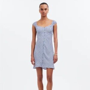 Madewell Cap-Sleeve Button-Front Mini Dress in Geometric Print